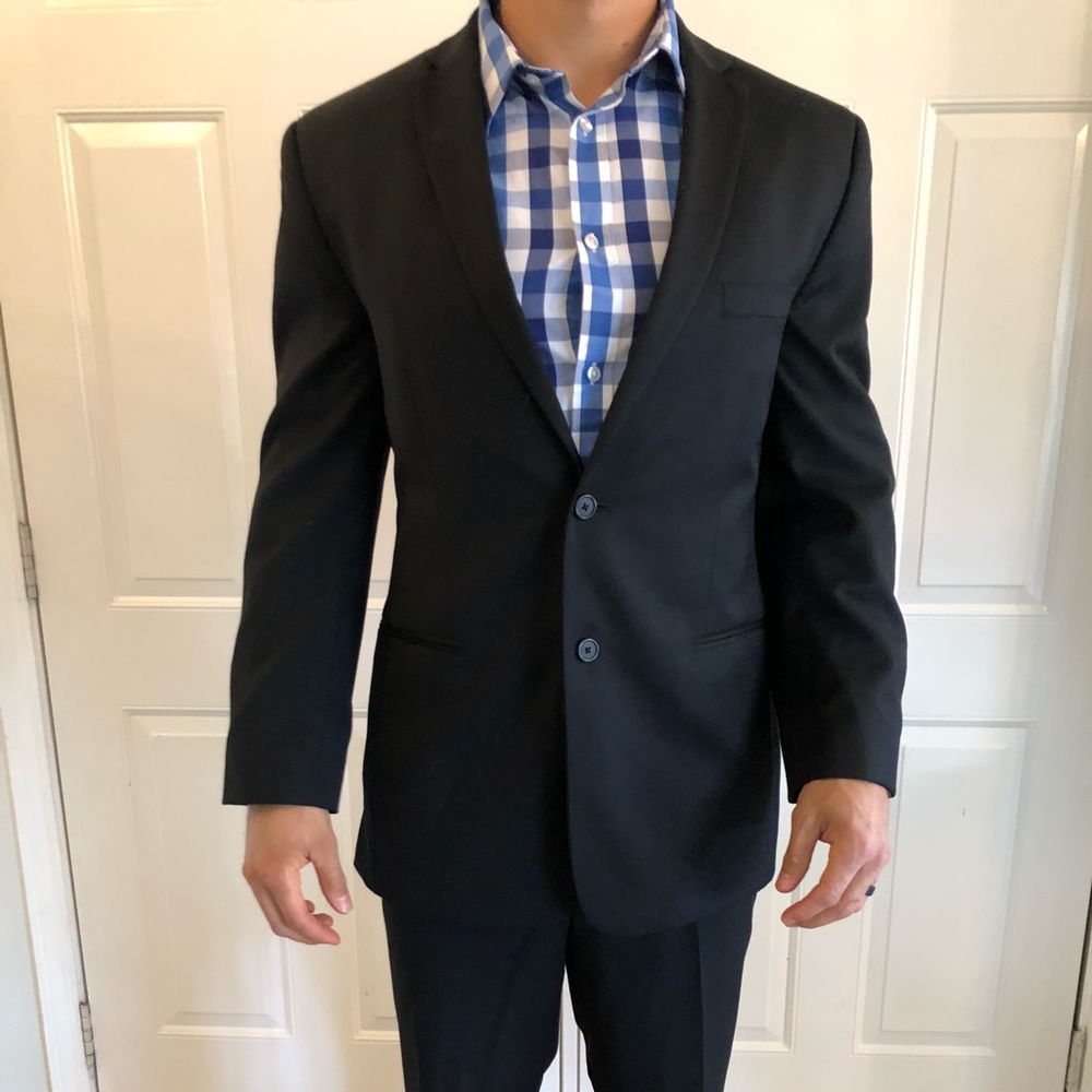 Roger Stuart Black 100% Wool Suit